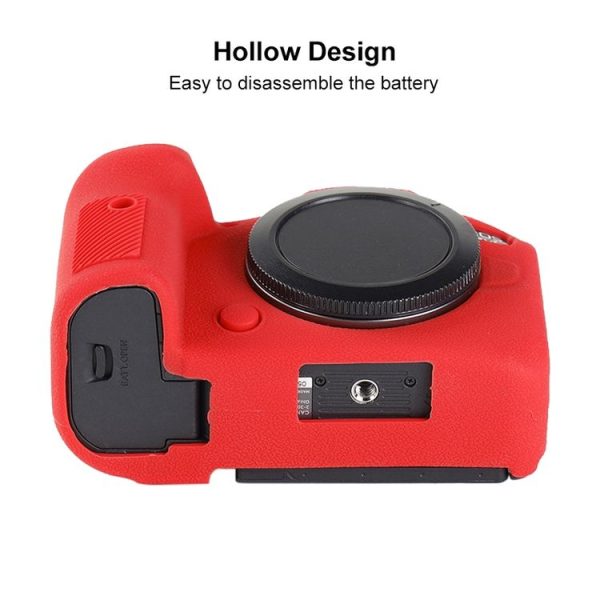 Canon EOS R6 Mark II Litchi Texture Soft Silicone Protective Case (Red) - Image 7