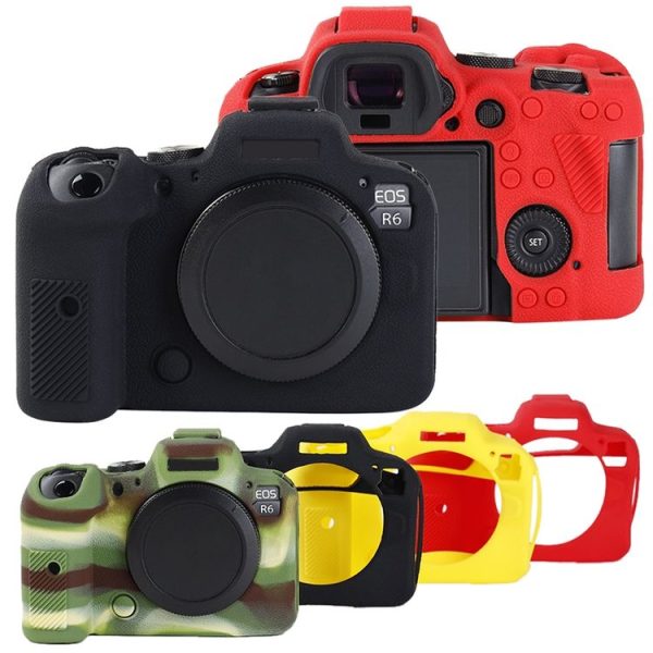 Canon EOS R6 Mark II Litchi Texture Soft Silicone Protective Case (Red) - Image 8