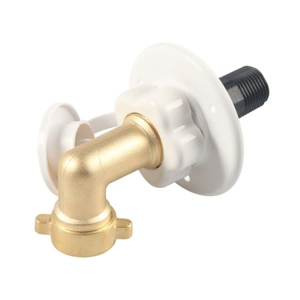 RV Water Inlet Check Valve Set with 90 Degree 3 / 4 Connector Adapter (Yellow)