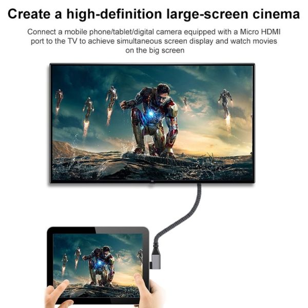 Micro HDMI Male Elbow to HDMI Female 4K UHD 18Gbps Connection Cable, Length: 20cm (Grey) - Image 4