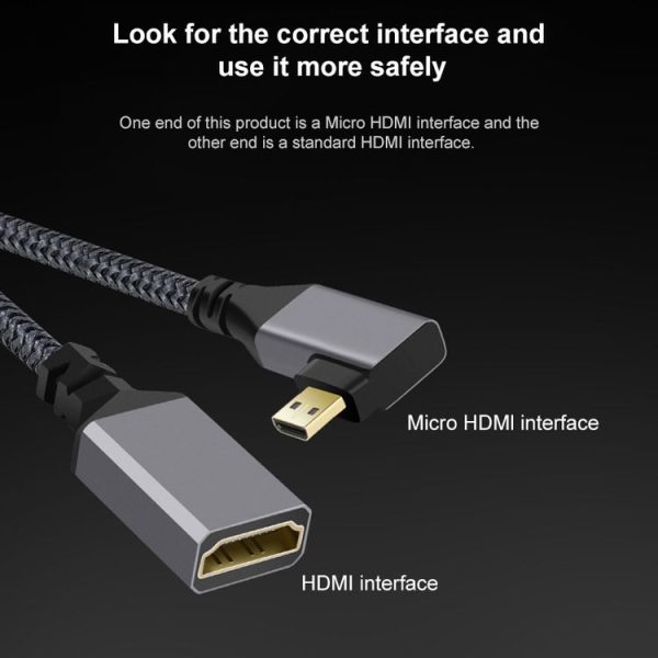 Micro HDMI Male Elbow to HDMI Female 4K UHD 18Gbps Connection Cable, Length: 20cm (Grey) - Image 6