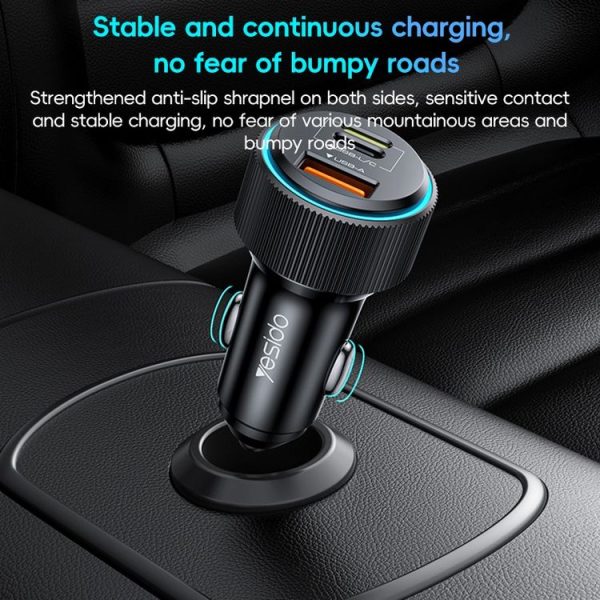 Yesido Y60 38W Car Fast Charging Charger (Black) - Image 9