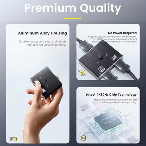 OZ 4K 60Hz 2 in 1 Out Two Ways HDMI Switcher - Image 5