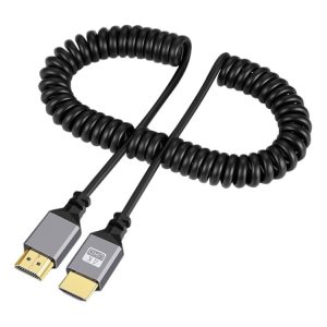 HDMI Type-A to HDMI Type-A HDMI OD4.0 Spring Cable, Length: 0.5m~2.4m (Grey Shell)