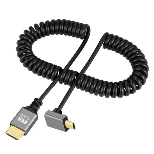 HDTV to Micro HDTV Elbow Head Spring Cable for DSLR Camera (Grey Shell)