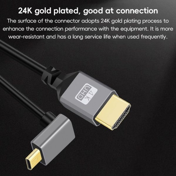 HDTV to Micro HDTV Elbow Head Spring Cable for DSLR Camera (Grey Shell) - Image 2