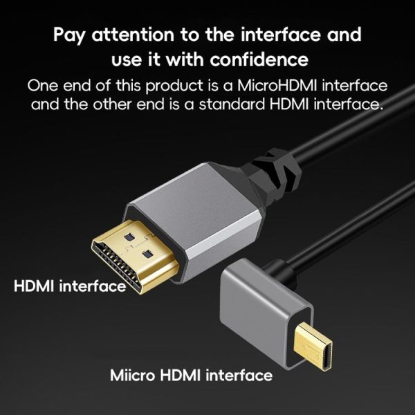 HDTV to Micro HDTV Elbow Head Spring Cable for DSLR Camera (Grey Shell) - Image 3