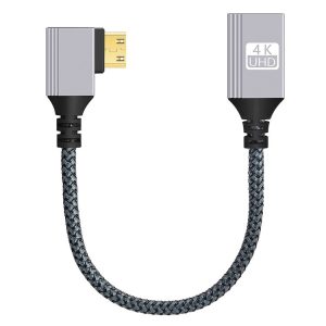 Mini HDTV to HDTV Right Angle Head HD Video Data Adapter Cable for DSLR Camera (Left Elbow)