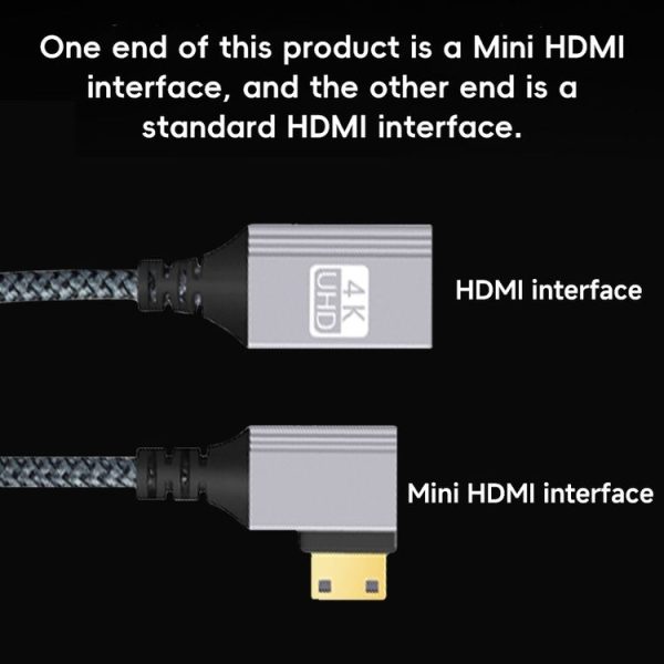 Mini HDTV to HDTV Right Angle Head HD Video Data Adapter Cable for DSLR Camera (Left Elbow) - Image 2