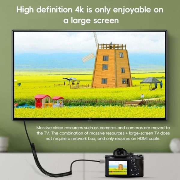 Mini HDTV to HDTV Right Angle Head HD Video Data Adapter Cable for DSLR Camera (Left Elbow) - Image 3