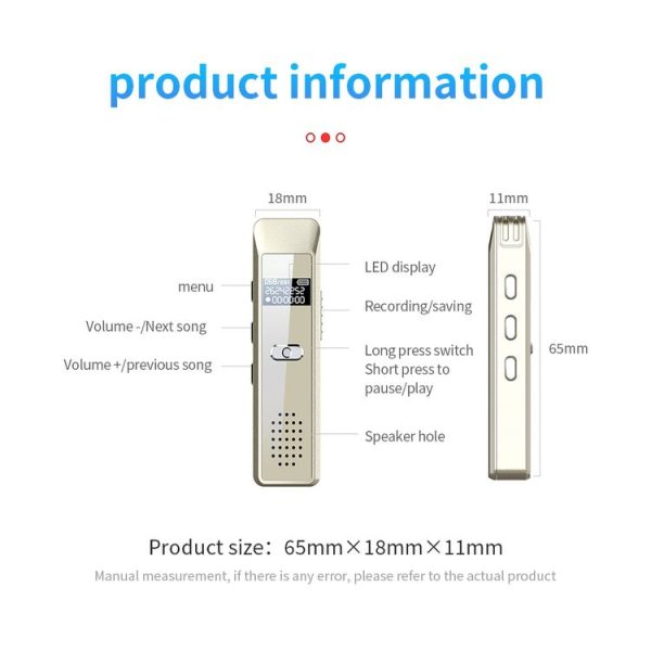 JNN Q7 Mini Portable Voice Recorder with OLED Screen, Memory: 4GB (Gold) - Image 15