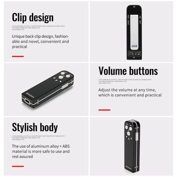 JNN J1 Mini Smart HD Noise Cancelling Voice Recorder, Memory: 4GB (Black) - Image 9