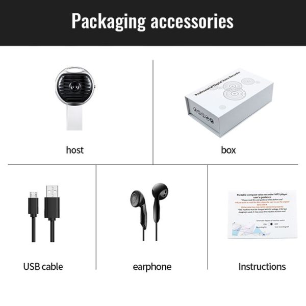 JNN S13 Zinc Alloy U-disk Voice Recorder, Memory: 4GB (Silver) - Image 18