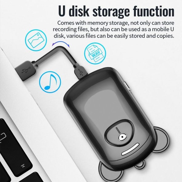 JNN Q6 Bear Smart Noise Cancelling Voice Recorder, Memory: 4GB (Black) - Image 4