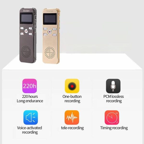 JNN X26 Mini Portable Voice Recorder with OLED Screen, Memory: 8GB (Gold) - Image 4