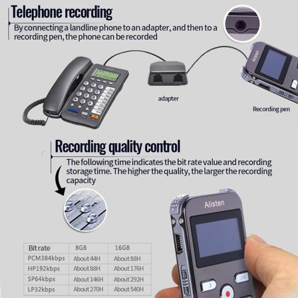 JNN X26 Mini Portable Voice Recorder with OLED Screen, Memory: 8GB (Gold) - Image 9
