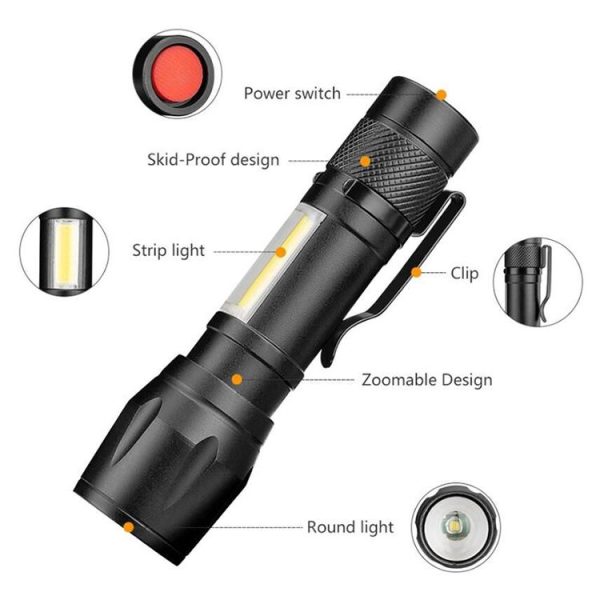 A10 Mini 395nm Ultraviolet Ray Detection Lamp COB Flashlight (Black) - Image 3
