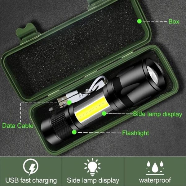 A10 Mini 395nm Ultraviolet Ray Detection Lamp COB Flashlight (Black) - Image 7