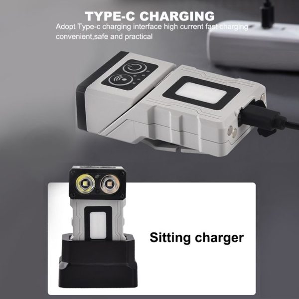 HW-213 Multi-function Rotating Sensing Cap Clip Work Light (Grey) - Image 9