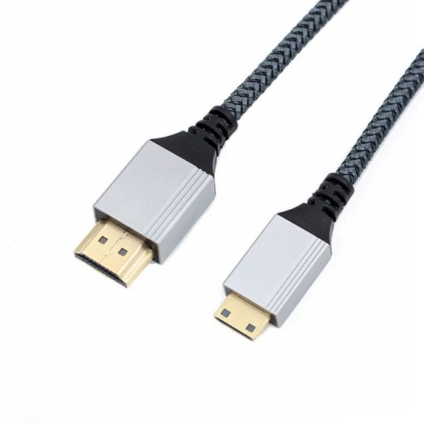 HDTV to Mini HDTV 4K UHD Video Transmission Braided Cable, Length: 0.3m (Grey)