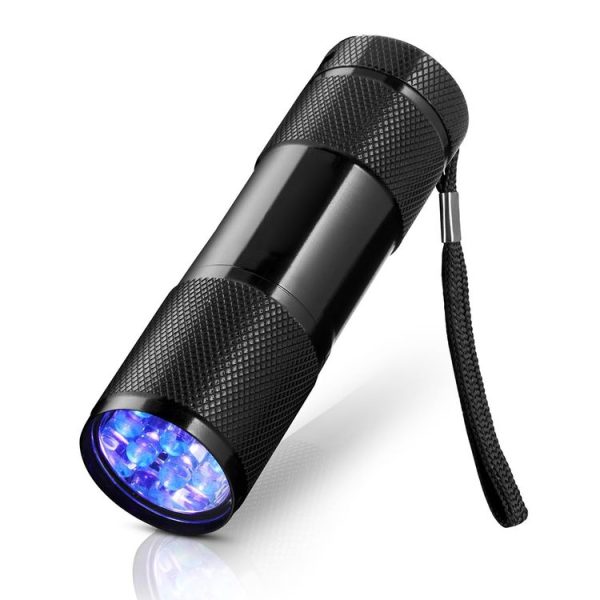 Mini 9 LEDs 395nm Ultraviolet Ray Detection Flashlight (Black)