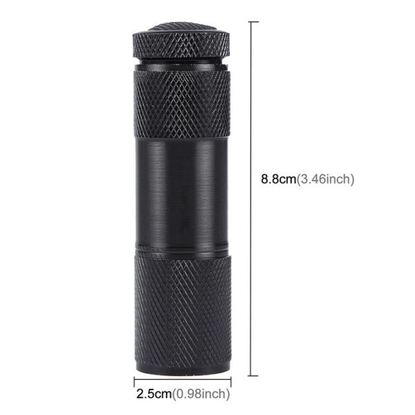 Mini 9 LEDs 395nm Ultraviolet Ray Detection Flashlight (Black) - Image 2