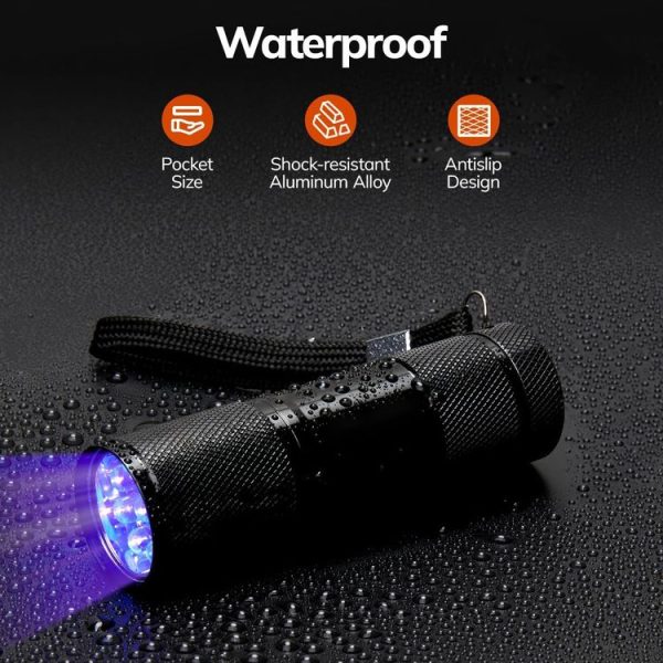 Mini 9 LEDs 395nm Ultraviolet Ray Detection Flashlight (Black) - Image 4