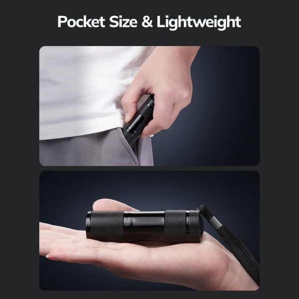 Mini 9 LEDs 395nm Ultraviolet Ray Detection Flashlight (Black) - Image 7