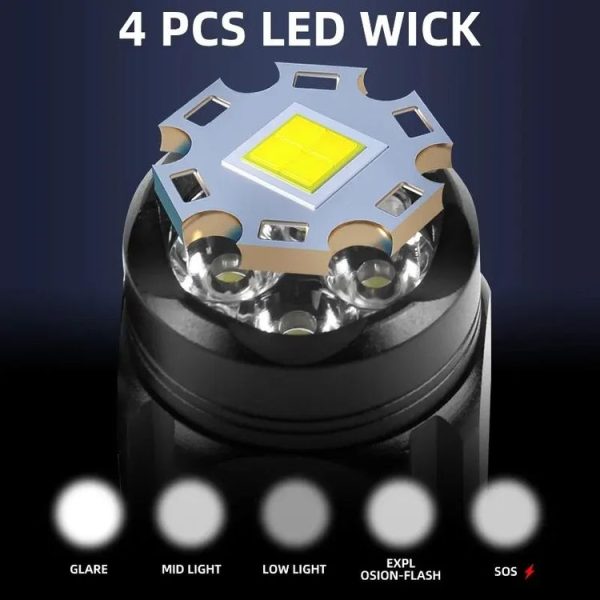 W5183 4 LEDs Highlight Mini Rechargeable Flashlight (Black) - Image 5