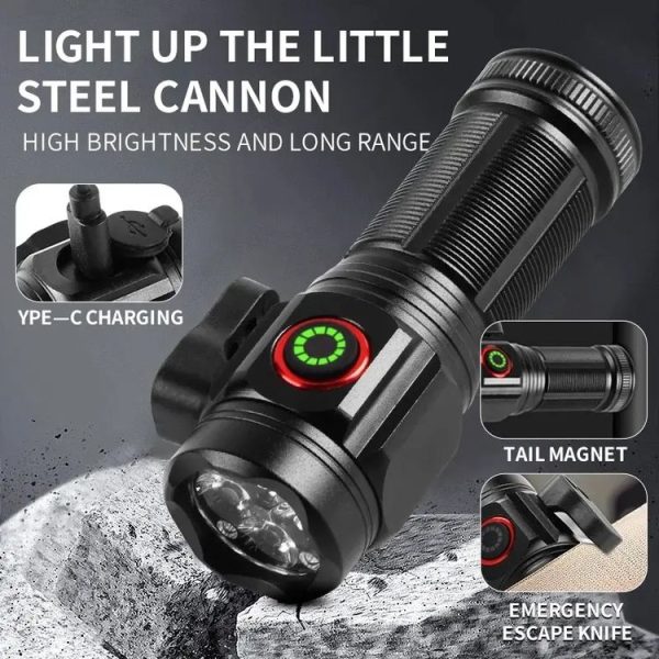 W5183 4 LEDs Highlight Mini Rechargeable Flashlight (Black) - Image 7