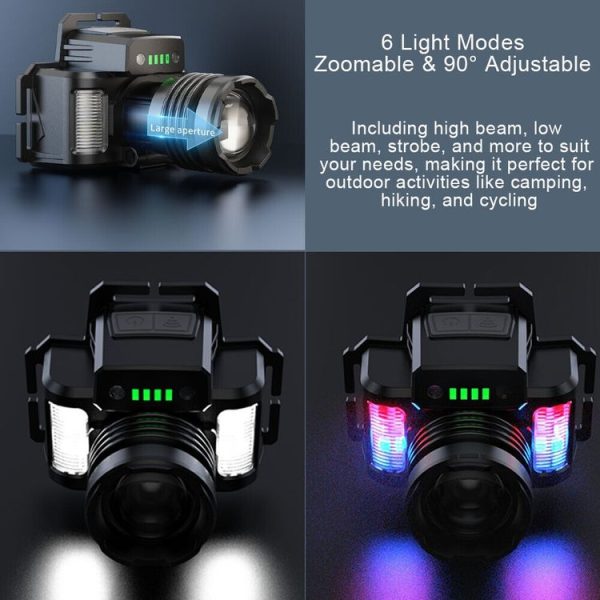 HL-03 Intelligent Induction Zoom Headlight Work Light (Black) - Image 8