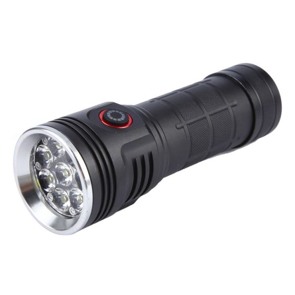 W5204 8 LEDs 3100LM High Brightness Rechargeable Flashlight (Black)