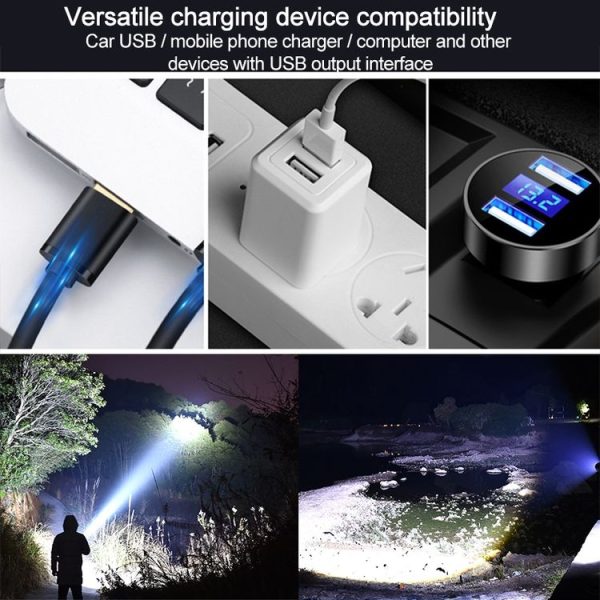 W5204 8 LEDs 3100LM High Brightness Rechargeable Flashlight (Black) - Image 9