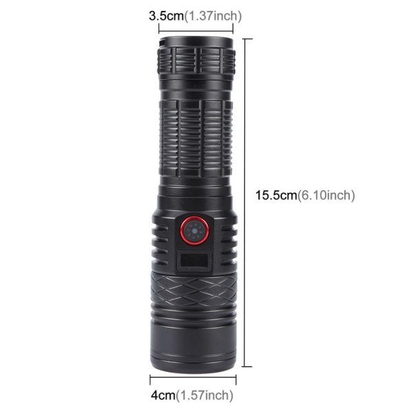 816 20W Spotlight 2000LM Telescopic Zoom LED Flashlight (Black) - Image 2