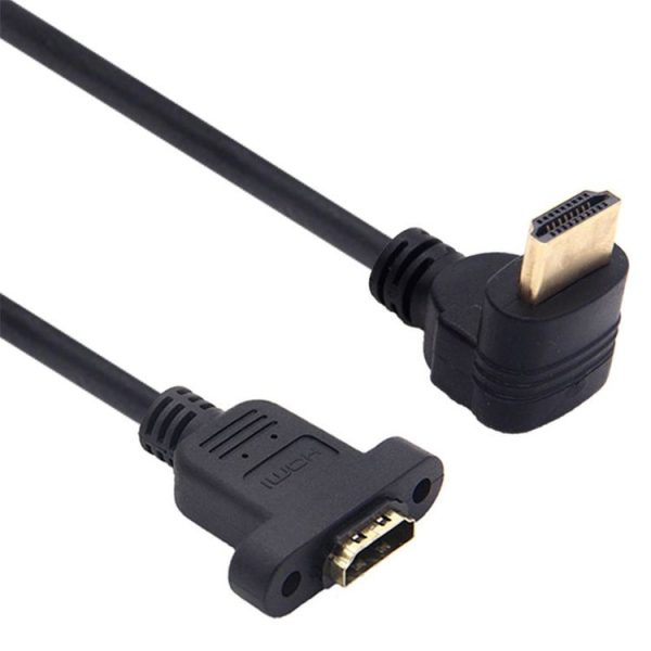 Positive Elbow HDTV Male to Female Extension Cable with Ear Screw Holes, Length: 0.5m - Image 2
