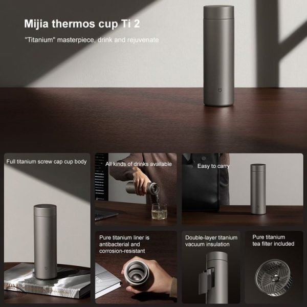 Xiaomi Mijia Ti 2 Pure Titanium Thermos Cup 480mL (Dark Grey) - Image 2