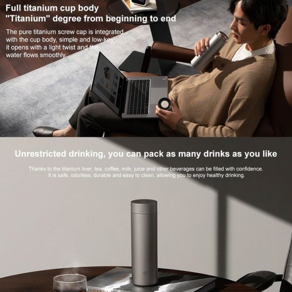 Xiaomi Mijia Ti 2 Pure Titanium Thermos Cup 480mL (Dark Grey) - Image 3