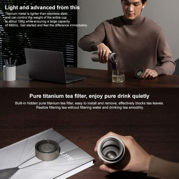 Xiaomi Mijia Ti 2 Pure Titanium Thermos Cup 480mL (Dark Grey) - Image 4