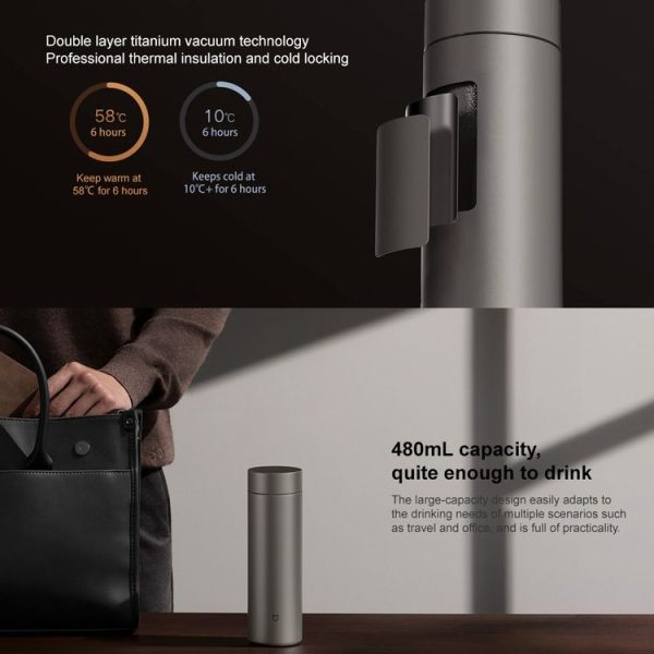 Xiaomi Mijia Ti 2 Pure Titanium Thermos Cup 480mL (Dark Grey) - Image 5
