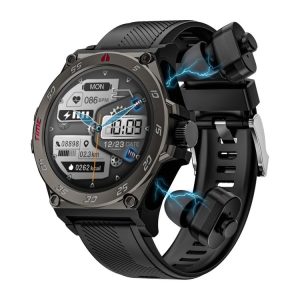 LC18 1.53 inch IP67 BT5.0 Sport Smart Watch with Earbuds, Support Bluetooth Call / Sleep / Blood Oxygen / Heart Rate / Blood Pressure Health Monitor (Black)
