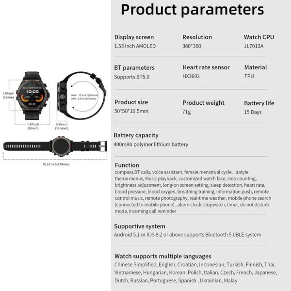 LC18 1.53 inch IP67 BT5.0 Sport Smart Watch with Earbuds, Support Bluetooth Call / Sleep / Blood Oxygen / Heart Rate / Blood Pressure Health Monitor (Black) - Image 13