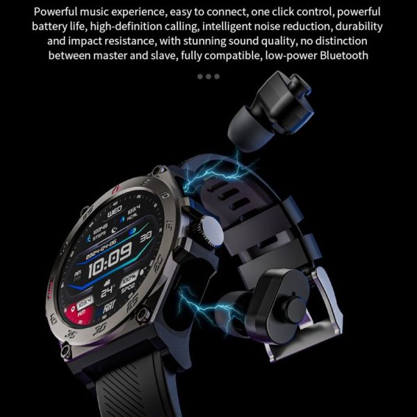 LC18 1.53 inch IP67 BT5.0 Sport Smart Watch with Earbuds, Support Bluetooth Call / Sleep / Blood Oxygen / Heart Rate / Blood Pressure Health Monitor (Black) - Image 7