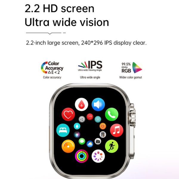 WS12 ULTRA 2 2.2 inch Sport Smart Watch, Support Payment Code / Bluetooth Call / Sleep / Blood Oxygen / Heart Rate / Blood Pressure Health Monitor (Black) - Image 4