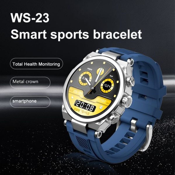 WS-23 1.52 inch IP67 Sport Smart Watch, Support Bluetooth Call / Sleep / Blood Oxygen / Heart Rate / Blood Pressure Health Monitor (Silver+Blue) - Image 4