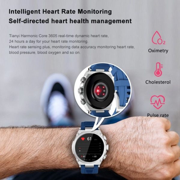 WS-23 1.52 inch IP67 Sport Smart Watch, Support Bluetooth Call / Sleep / Blood Oxygen / Heart Rate / Blood Pressure Health Monitor (Silver+Blue) - Image 8