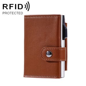 FY2401 RFID Anti-magnetic Triple Fold Crazy Horse Texture PU Card Bag (Brown)