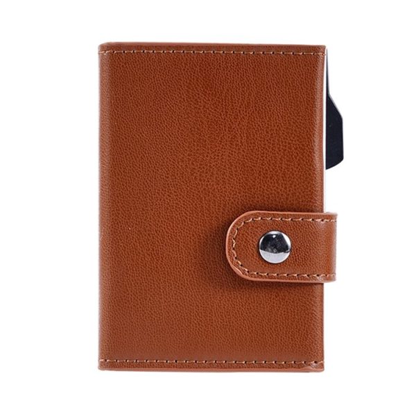 FY2401 RFID Anti-magnetic Triple Fold Crazy Horse Texture PU Card Bag (Brown) - Image 2
