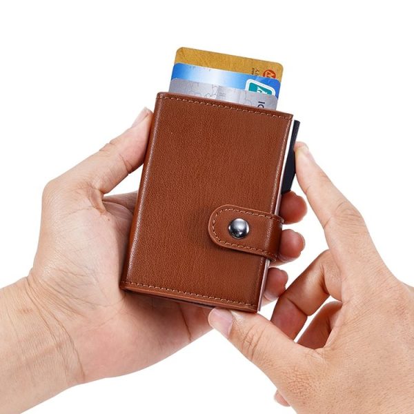 FY2401 RFID Anti-magnetic Triple Fold Crazy Horse Texture PU Card Bag (Brown) - Image 5
