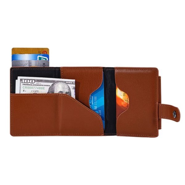 FY2401 RFID Anti-magnetic Triple Fold Crazy Horse Texture PU Card Bag (Brown) - Image 7