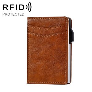 FY2402 RFID Anti-magnetic Crazy Horse Texture PU Card Bag (Brown)